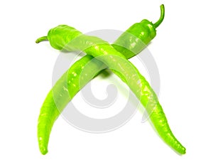 Two green peppers crosswise photo