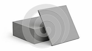 Two grey rectangular blocks positioned diagonally against a plain background