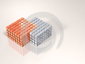 Two groups with boundaries touching and assimilating.