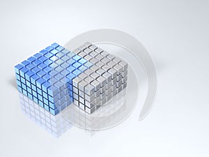 Two groups with boundaries touching and assimilating.