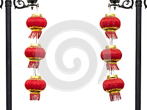 Two groups of Chinese red lantern