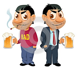 Two guys with beer. They have bad habits but they do not despond