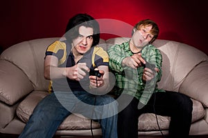 Two guys playing video games