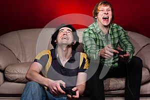 Two guys playing video games