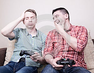 Two guys playing video games