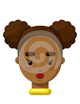 Two Hair Bun Young Woman Flat Vector illustration Icon