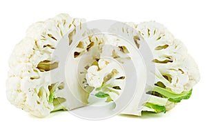 Two half of cauliflower isolated on a white