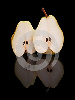 Two half-cut pear