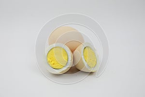 Two half and one boiled Eggs