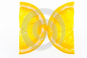 Two half slices of orange