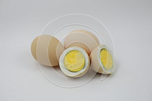 Two half and two boiled Eggs