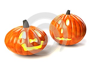 Two Halloween Pumpkins