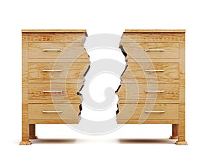 Two halves of dresser isolated on white background. 3d rendering