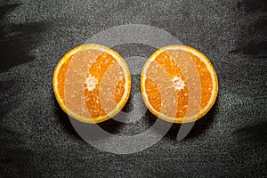 Two halves of an orange