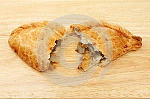 Two halves of a pasty