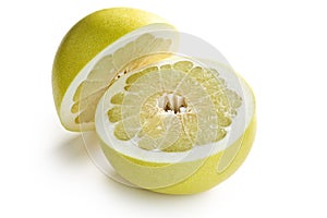 Two halves of pomelo fruit