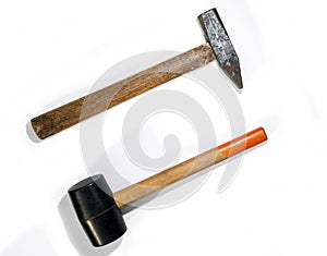 Two hammers. Rubber and steel hammers