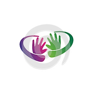 two hand care vector logo. help hand vector icon