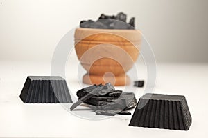 Black activated charcoal soaps