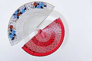 two hand painted handmade fans