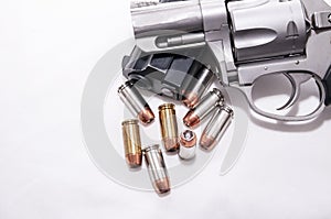 Two handguns, a 40 caliber pistol and a 357 magnum revolver with 40 caliber bullets