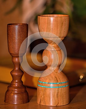 Two Handmade Wooden Chalices