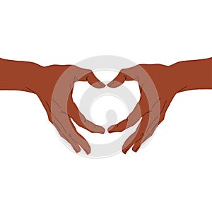 Two hands of brown skin color showing heart shape