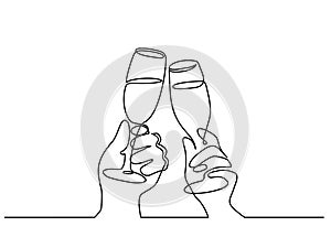 Two Hands cheering with glasses of champagne