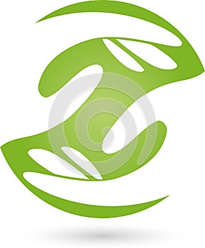 Two hands and circle, massage and wellness logo