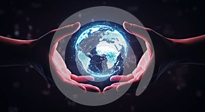 Two hands emanating a soft glow appear to cradle a luminous, digitally-rendered photo