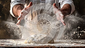 A Baker Preparing Dough Skillfully.AI generated image