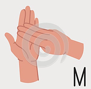 Sign language letter M illustration. Vector illustration