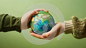 The hands holding Earth.AI generated image