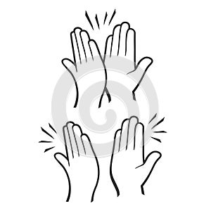 Two Hands Giving a High Five Icons Set. Vector