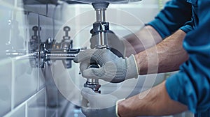 The plumber fixing pipe.AI generated image