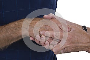 Two hands gripping another for support photo