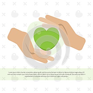 The two hands guarding the heart. Vector illustration.