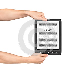 Two hands holding Board on e-book reader