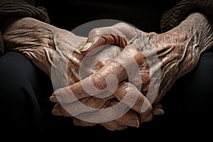 two hands holding an elderly person