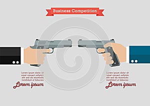 Two hands holding handguns infographic