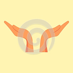 Two hands icon, flat style