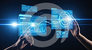 Futuristic Digital Interface with Touch Interaction