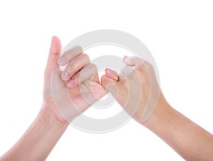 Two hands isolated on white background
