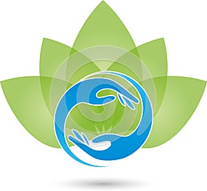 Two hands and leaves, naturopath logo