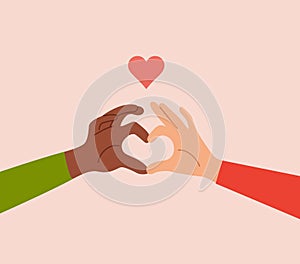 Two hands making heart sign. Valentines day. Vector flat style illustration