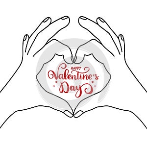 Two hands making heart sign.Vector illustration with heart hands