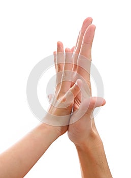 Two hands making hi-five gesture