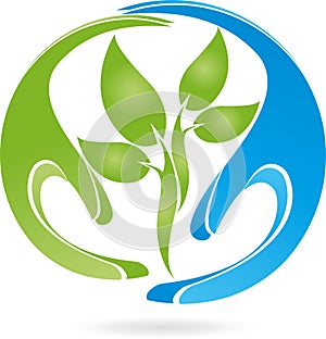 Two hands, plant, naturopath, nature, logo