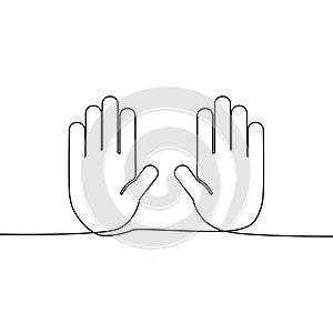 Two hands prohibited. Stop sign. vector illustration