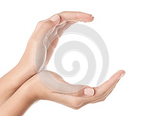 Two hands protecting